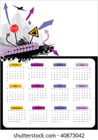 abstract grungy under construction building pattern calender
