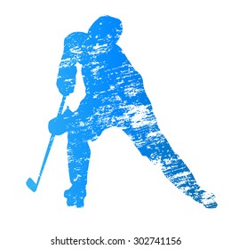 Abstract grungy vector ice hockey player