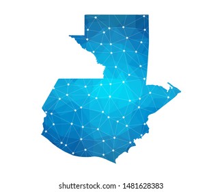 Abstract Guatemala Map geometric rumpled triangular low poly style gradient graphic on white background , line dots polygonal design for your . Vector illustration eps 10
