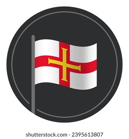 Resumen Icono plano de la bandera de Guernsey en círculo aislado en fondo blanco