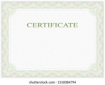 Abstract guilloche frame. Horizontal certificate form. 