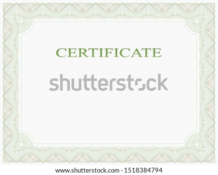 Abstract guilloche frame. Horizontal certificate form. 