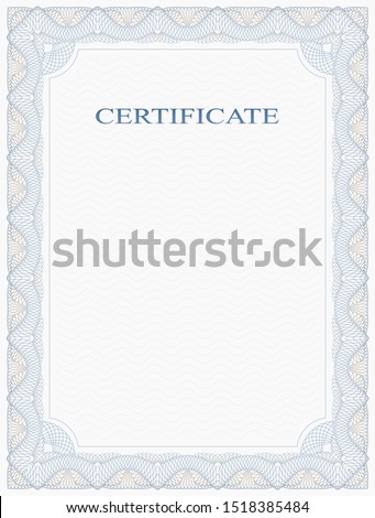 Abstract Guilloche Frame. Vertical Certificate Form. 