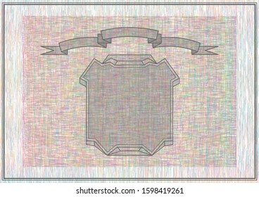 Abstract guilloche grid texture with ribbon and pattern