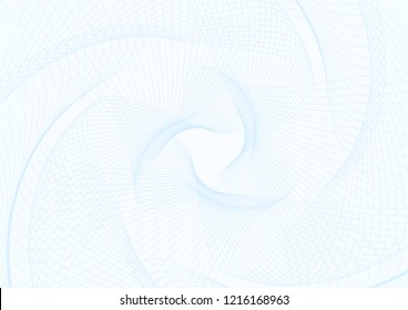 Abstract Guilloche Pattern (vector Complicated Line Texture). Blank Blue Background Useful For Certificate, Diploma, Official Document, Formal Paper