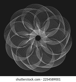 Abstract guilloche shape on black background for you projects. Vector design art