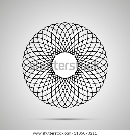 Abstract guilloche, simple black icon with shadow on gray