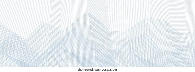 Abstract guilloched background with bluish grey broken thin lines. Subtle wide vector graphic pattern