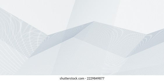 Abstract guilloched geometric background with gray broken thin lines. Subtle vector graphic pattern