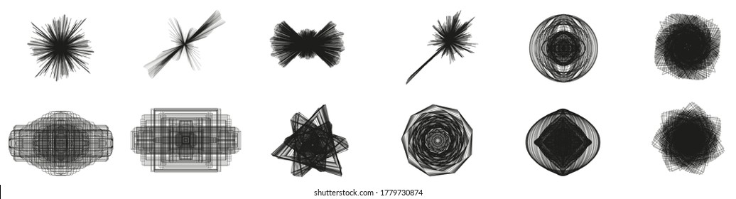 Abstract guilloched object Black vector isolated on a white background