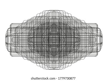 Abstract guilloched object Black vector isolated on a white background