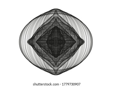 Abstract guilloched object Black vector isolated on a white background