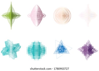 Abstract guilloched object color vector isolated on a white background