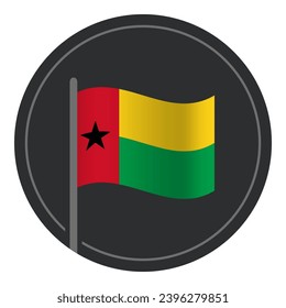 Resumen ícono plano de bandera de Guinea Bissau en círculo aislado de fondo blanco