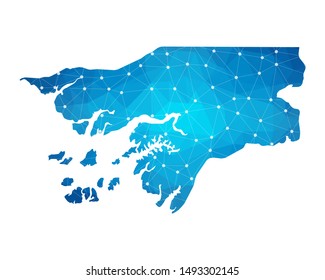 Abstract Guinea Bissau Map geometric rumpled triangular low poly style gradient graphic on white background , line dots polygonal design for your . Vector illustration eps 10