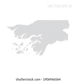 Abstract Guinea Bissau map with gray diagonal lines. Guinea Bissau stripes map. Vector illustration EPS10.
