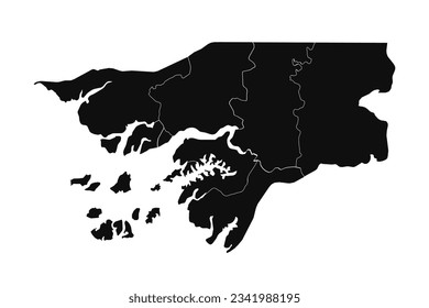 Abstract Guinea Bissau Silhouette Detailed Map, can be used for business designs, presentation designs or any suitable designs.