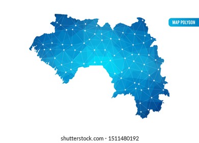Abstract Guinea Map geometric rumpled triangular low poly style gradient graphic on white background , line dots polygonal design for your . Vector illustration eps 10
