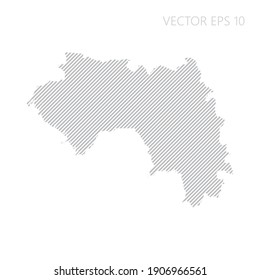 Abstract Guinea map with gray diagonal lines. Guinea stripes map. Vector illustration EPS10.