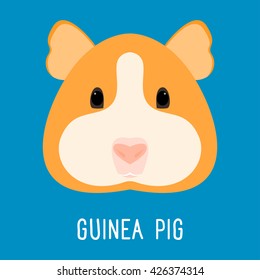 Abstract guinea pig head isolated on blue. Cartoon cute ginger guinea pig portrait for design card, invitation, banner, book, scrapbook, t-shirt, poster, sketchbook, album etc.