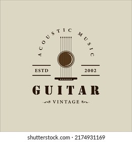 abstract guitar classic logo vintage vector illustration template icon graphic design. acoustic music instrument sign or symbol for guitarist band and shop business with typography style