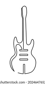 Abstract guitar as continuous lines drawing on white background. Vector