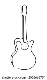 Abstract guitar as continuous lines drawing on white background. Vector