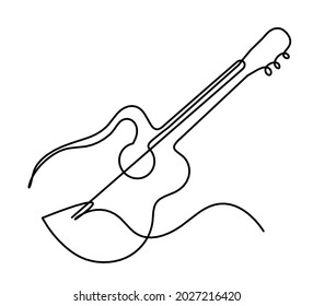 Abstract guitar as continuous lines drawing on white background. Vector