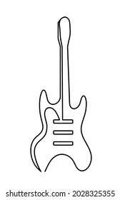 Abstract guitar as continuous lines drawing on white background. Vector