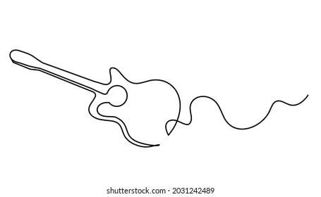 Abstract guitar as continuous lines drawing on white background. Vector