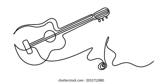 Abstrakte Gitarre als kontinuierliche Linien auf weißem Hintergrund. Vektorgrafik