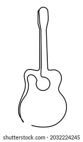 Abstract guitar as continuous lines drawing on white background. Vector