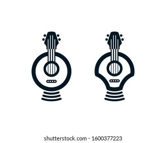 Abstract guitar fretboard symbols. Unusual musical instruments icon design.