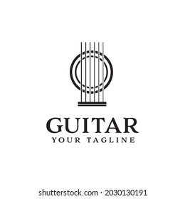 abstract guitar logo isolated on white background vector design