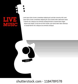 An abstract guitar musical template with a generic guitar and space for type for print or web use 