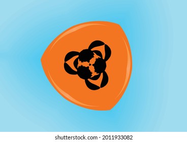 An abstract guitar pick, a simple object in which 4 colors predominate.Background gradient.Vector image.