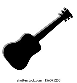 abstract guitar silhouette with shadow effect on white background