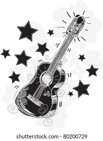 Abstract Guitar Sketchy A fun sketchy stylized illustration of a guitar.