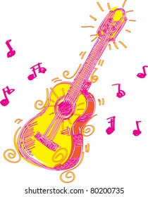 Abstract Guitar Sketchy A fun sketchy stylized illustration of a guitar. Separated into layers for easy modification.
