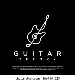 abstract guitar vector logo with minimalist line art style