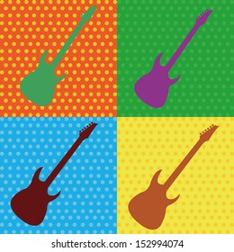 abstract guitars on squares with different color