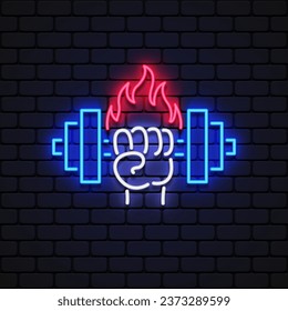 Abstract gym hand neon for flyer design. Vector illustration