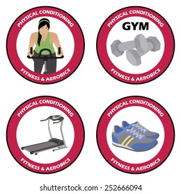 abstract gym objects on a white background