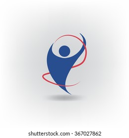Abstract gymnast in blue
