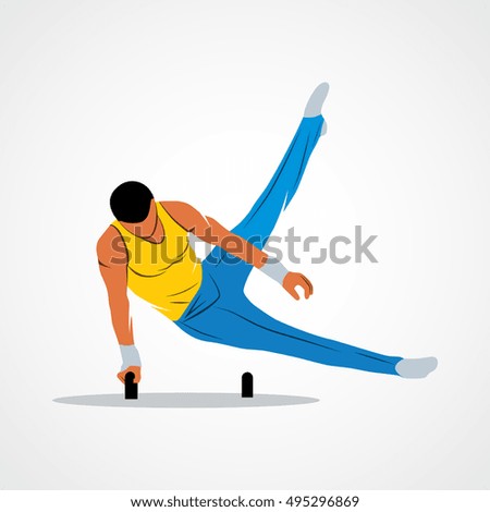 Abstract gymnast on projectile gymnastics on horseback. Branding Identity Corporate vector logo design template Isolated on a white background. Vector illustration.