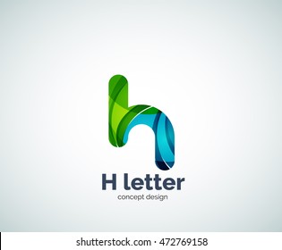 Resumen de la plantilla de logotipo de letras geométricas H. Sobreposición de la composición de elementos de onda transparentes