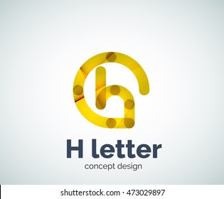Resumen de la plantilla de logotipo de letras geométricas H. Sobreposición de la composición de elementos de onda transparentes