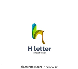 Abstrakte Vorlage für das Logo für geometrische H-Buchstaben. Überschneidungen bei der Zusammensetzung transparenter Wellenelemente