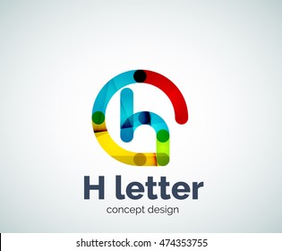Resumen de la plantilla de logotipo de letras geométricas H. Sobreposición de la composición de elementos de onda transparentes
