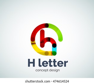 Resumen de la plantilla de logotipo de letras geométricas H. Sobreposición de la composición de elementos de onda transparentes